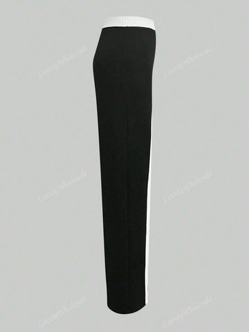Women's Casual Color Block Long Pants