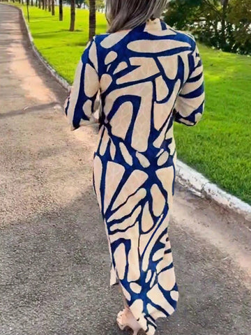 Women's Casual Commuter Elegant Geometric Print Decor Shirt Dress