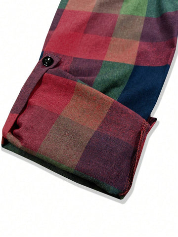 Women's Casual Crew Neck Plaid Short Dress, Autumn