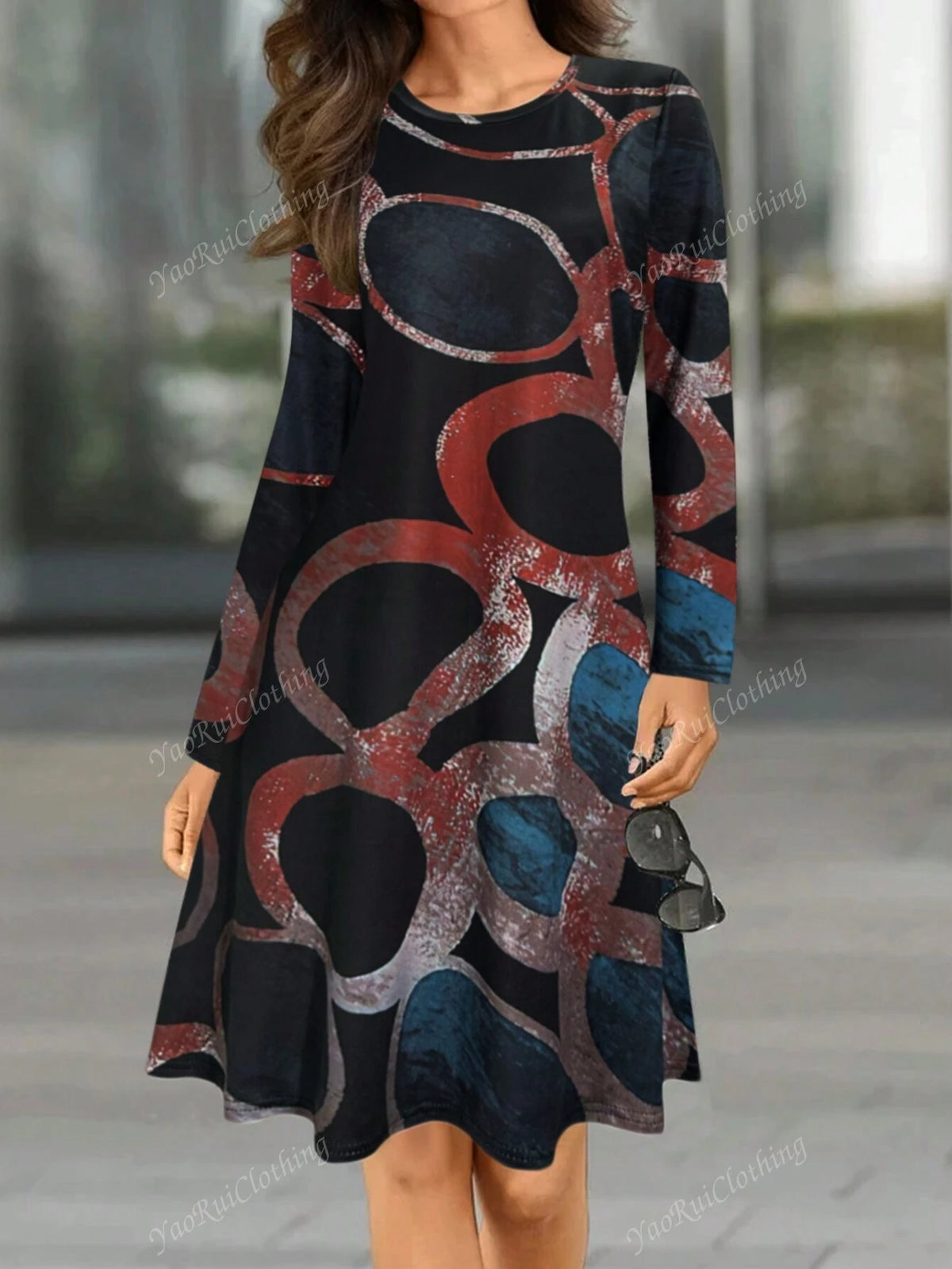 Women's Casual Elegant Commuter Style Long Sleeve Dress, Fall & Winter