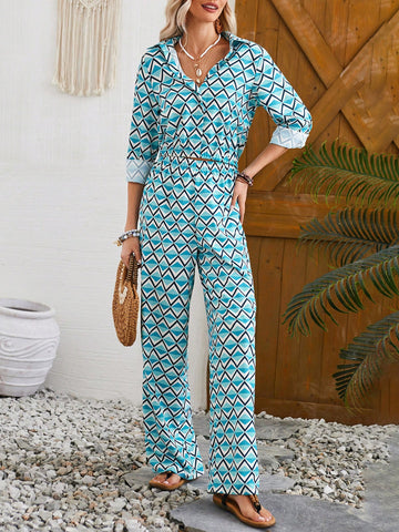 Women's Casual Geometric Printed 2pcs/Set