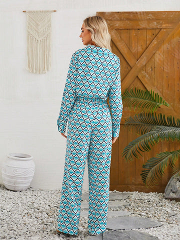 Women's Casual Geometric Printed 2pcs/Set