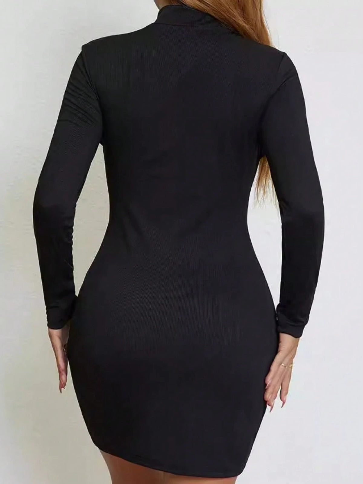 Women's Casual Long Sleeve Hollow Out Dress, Elegant & Simple For Everyday Wear, Xi'an