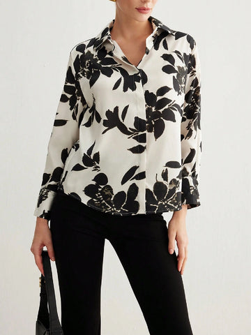 Women's Casual Long Sleeve Printed Loose Blouse