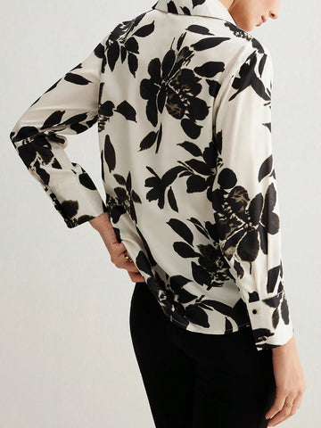 Women's Casual Long Sleeve Printed Loose Blouse