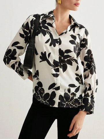 Women's Casual Long Sleeve Printed Loose Blouse