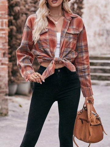 Women's Casual Loose Plaid Shirt, Autumn/Winter New Fashion