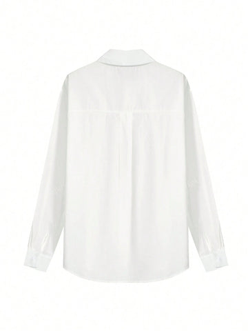 Women's Casual Loose White Tie Collar Blouse Shirt, Autumn New Arrival