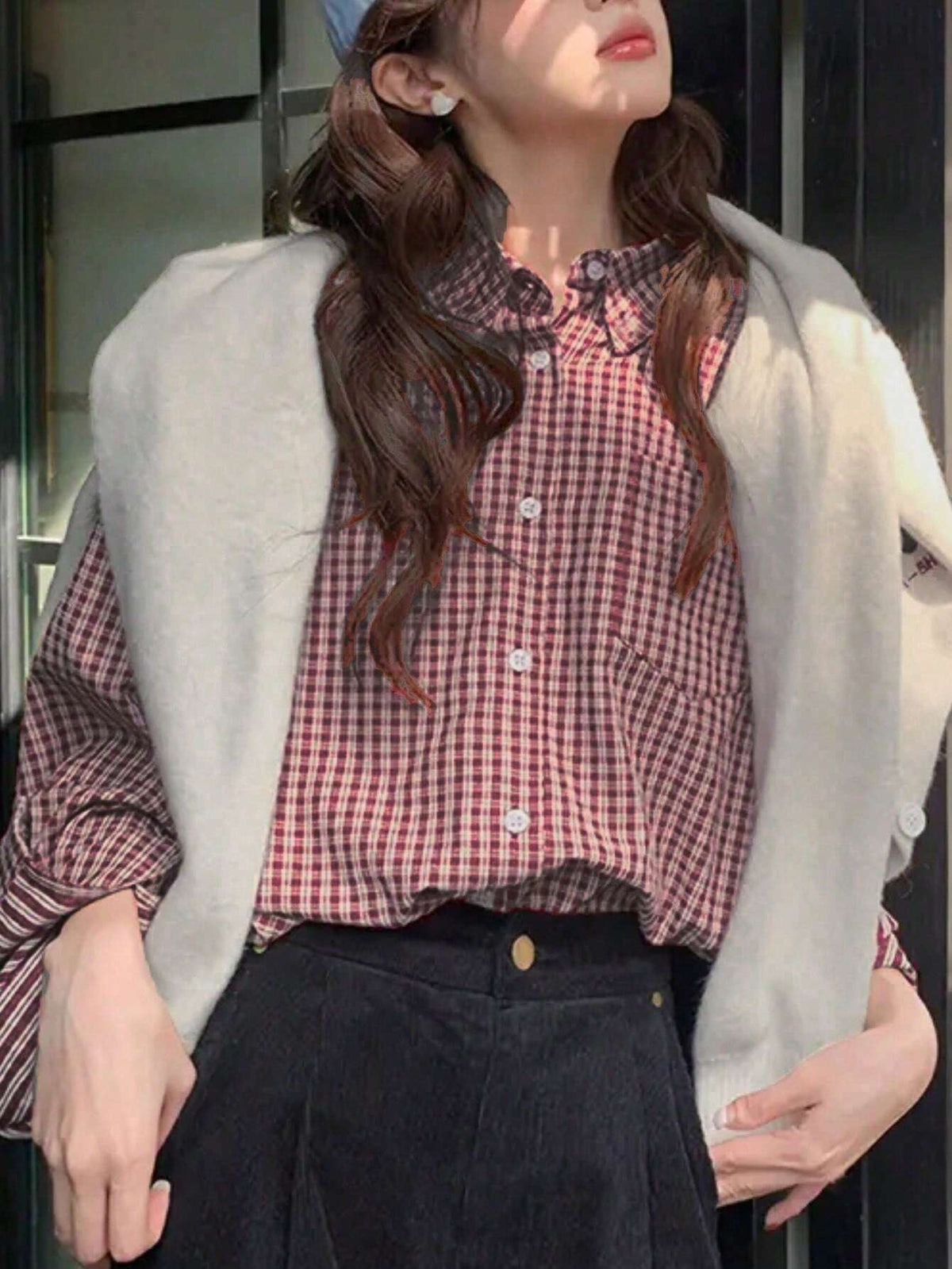 Women's Casual Plaid Long Sleeve Shirt, Autumn