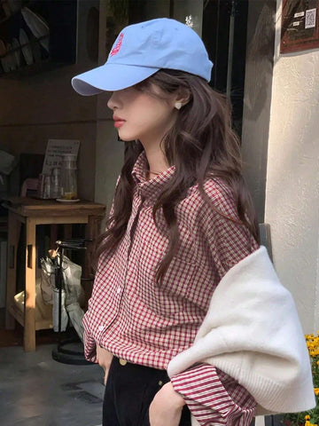 Women's Casual Plaid Long Sleeve Shirt, Autumn