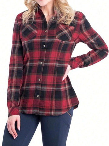 Women's Casual Plaid Long Sleeve Shirt, Autumn