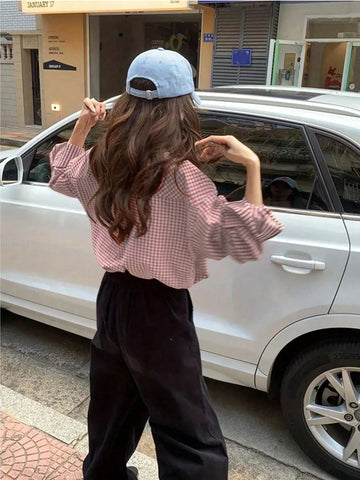 Women's Casual Plaid Long Sleeve Shirt, Autumn