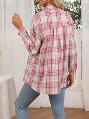 Women's Casual Plaid Long Sleeve Shirt, Autumn