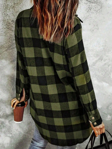 Women's Casual Plaid Print Long Sleeve Shirt