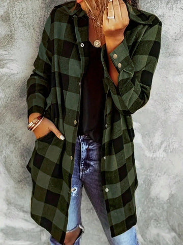 Women's Casual Plaid Print Long Sleeve Shirt