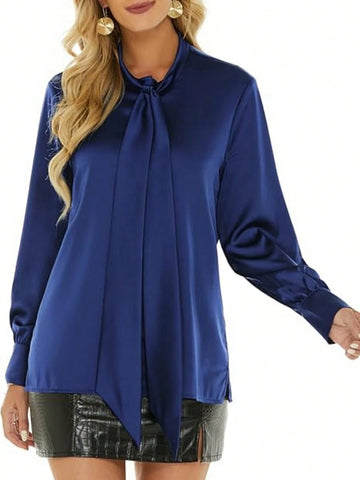 Women's Casual Plain Color Blouse, Minimalist & Fashionable For Everyday Wear
