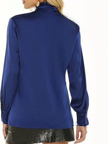Women's Casual Plain Color Blouse, Minimalist & Fashionable For Everyday Wear