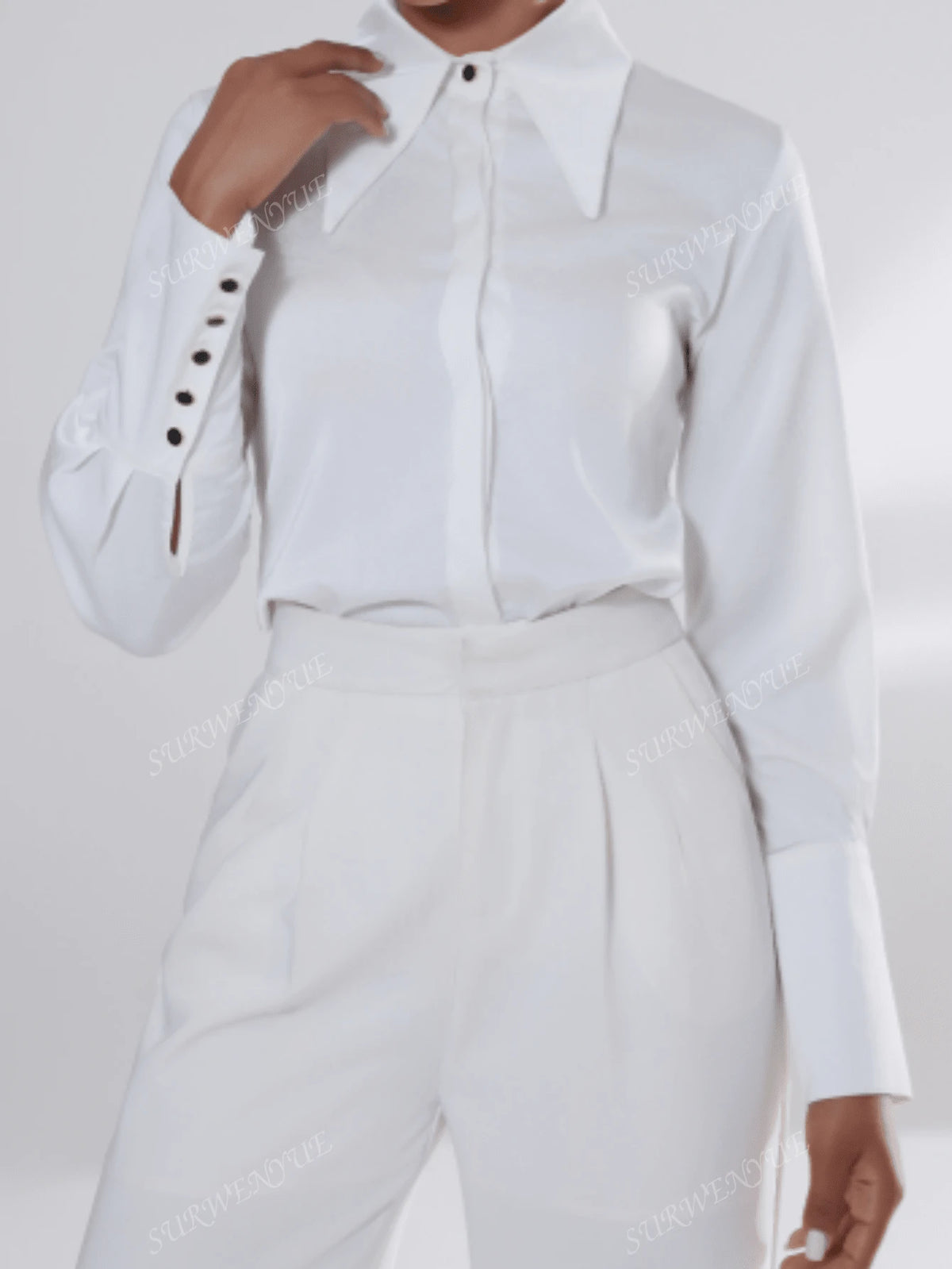 Women's Casual Plain Long Sleeve Shirt, Suitable For Commuting, Autumn