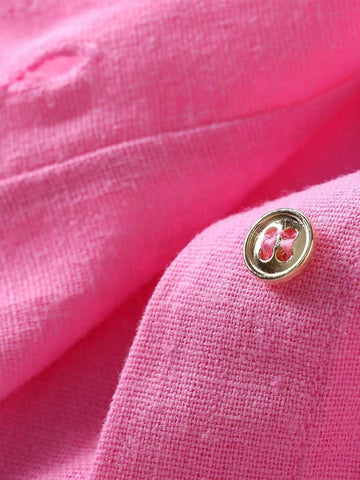 Women's Casual Roll-Up Sleeve Linen Blend Shirt