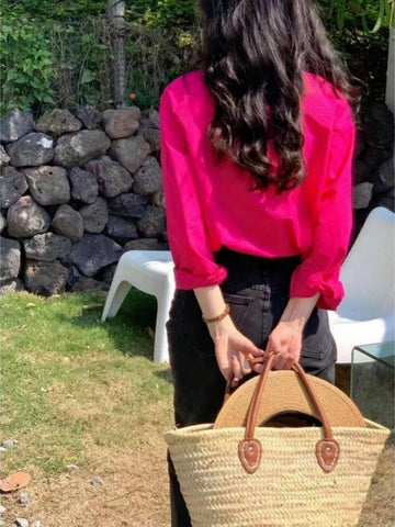 Women's Casual Simple Front Button Loose Blouse, Autumn