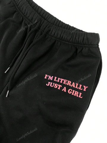 Women's Casual Simple Round Neck Long Sleeve Letter Print T-Shirt And Sweatpants Set Spring Autumn