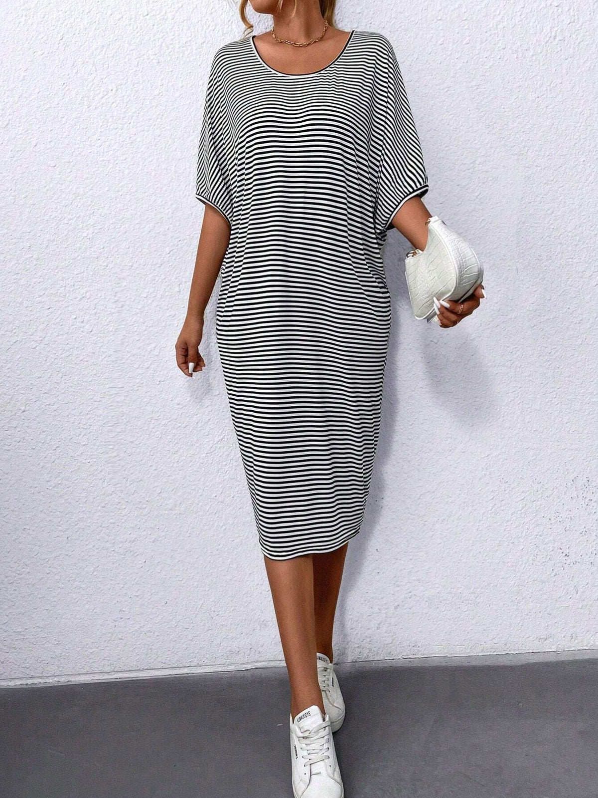 Women's Casual Slouchy Slimming Striped Dress