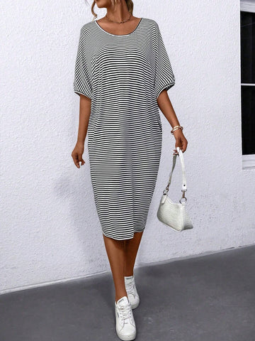 Women's Casual Slouchy Slimming Striped Dress