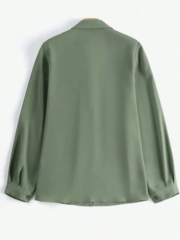 Women's Casual Solid Color Long Sleeve Shirt, Spring