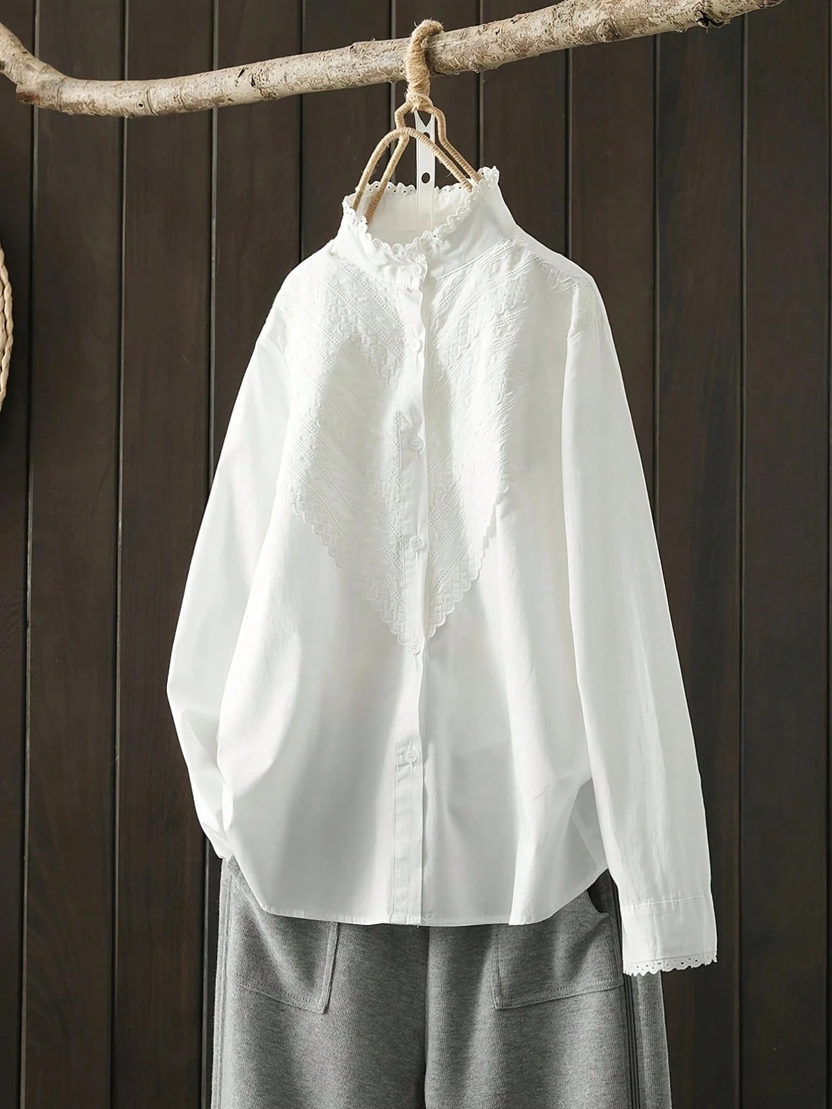 Women's Casual Solid Color Stand-Up Collar Shirt, Autumn