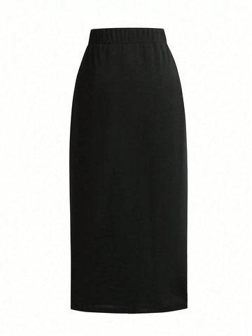 Women's Casual Solid Color Zipper Closure Mini Skirt, Good For Leisure And Holiday