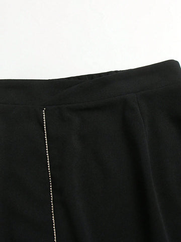 Women's Casual Solid Color Zipper Closure Mini Skirt, Good For Leisure And Holiday