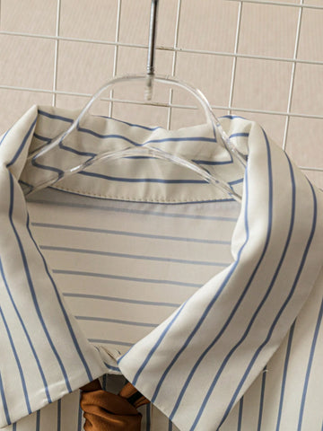 Women's Casual Striped Blouse, Minimalist Fashion For Everyday Wear