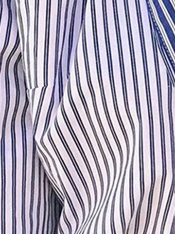 Women's Casual Striped Patchwork Long Sleeve Shirt For Spring And Summer