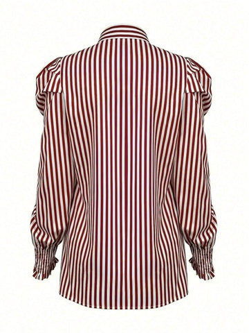 Women's Casual Striped Puff Sleeve Shirt, Spring/Summer