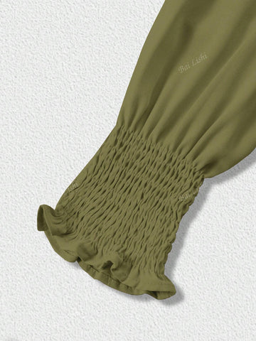 Casual Trumpet Sleeve Top, V-Neck Loose Long Sleeved Shirt, Elegant Temperament Shirt