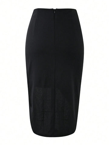 Women's Casual & Fashionable High Waist Elastic Knotted Pencil Skirt