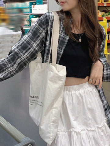 Women's Checkered Print Button Front Casual Long Sleeve Shirt