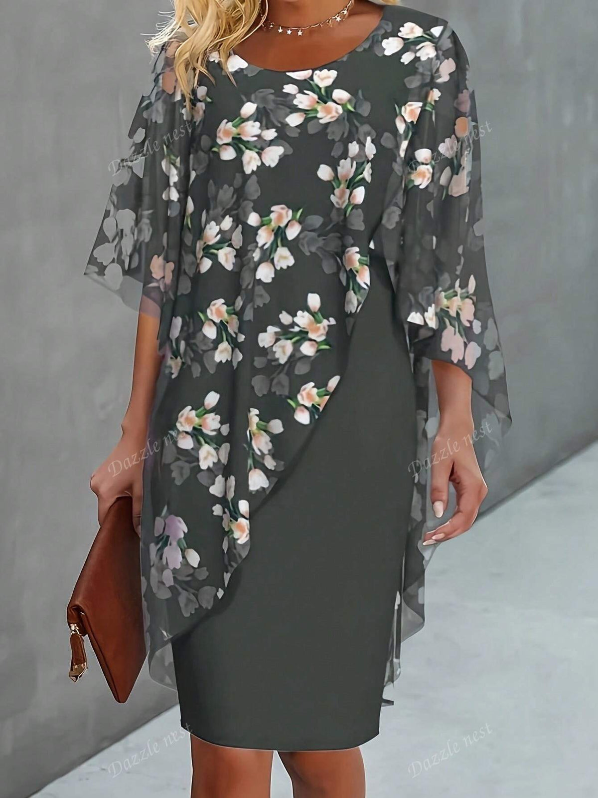 Women's Chiffon Print V-Neck 2 In 1 Casual Dress