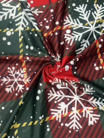 Women's Christmas Snowflake Plaid Patchwork Print Dress