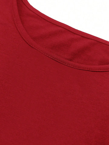 Women's Christmas Tree Print Round Neck, Dropped Shoulder, Long Sleeve, Casual Loose Hoodie Dress