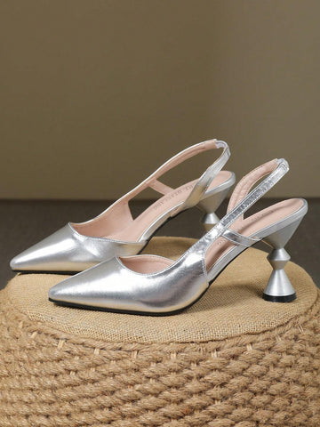 Women's Chunky Heel Elastic Band Pointed Toe Versatile Stylish Elegant