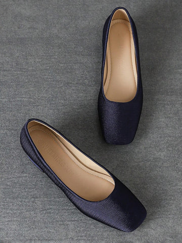 Women's Chunky Heel Slip-On Loafers, Square Toe, Large Size, Soft Sole, Non-Slip, Suitable For All Seasons