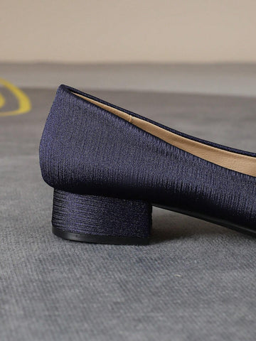 Women's Chunky Heel Slip-On Loafers, Square Toe, Large Size, Soft Sole, Non-Slip, Suitable For All Seasons