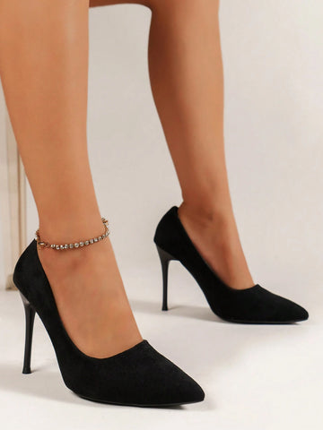 Women's Classic Black High-Heeled Shoes