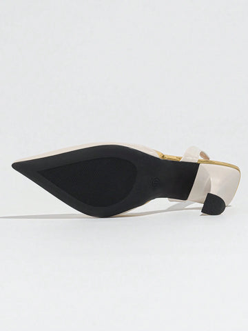 Women's Classic Pointed Toe Color Block High Heel Shoes, Elegant Open Heel Pumps