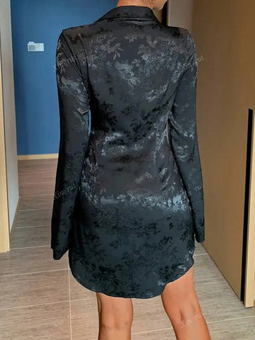 Women's Collared, Waist-Tie Long Sleeve Dress