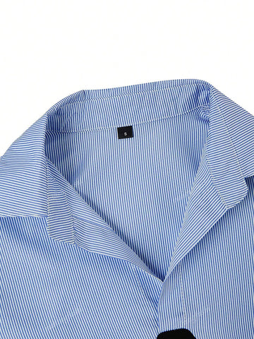 Women's College Style Patchwork Shirt Collar Long Sleeve Pocket Hemline A-Line Waist Dress, Fashionable And Sexy