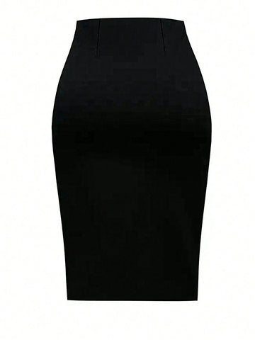 Women's Color Blocking Skirt With Knot Waist Design