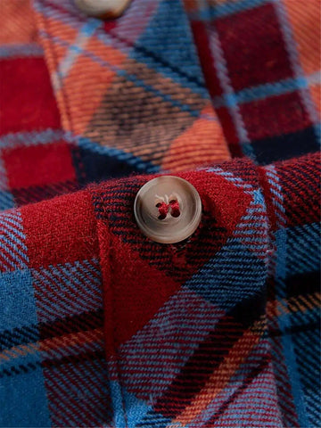 Women's Colorful Plaid Drop Shoulder Loose Casual Shirt, Autumn/Winter