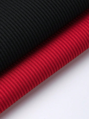 Women's Contrast Color Sleeveless Top And Wide-leg Pants Set With Buckle